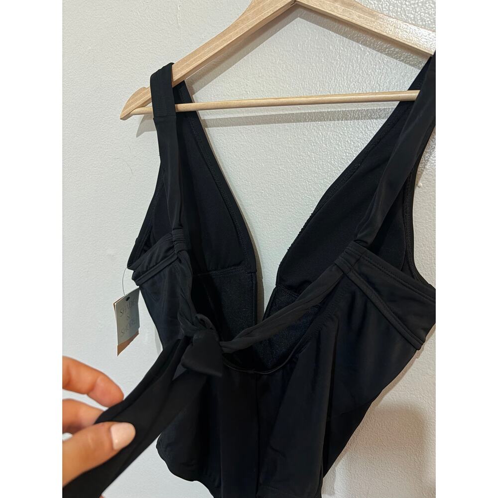 Black One Piece Swimsuit with Tie, Shade & Shore - Picture 3 of 10